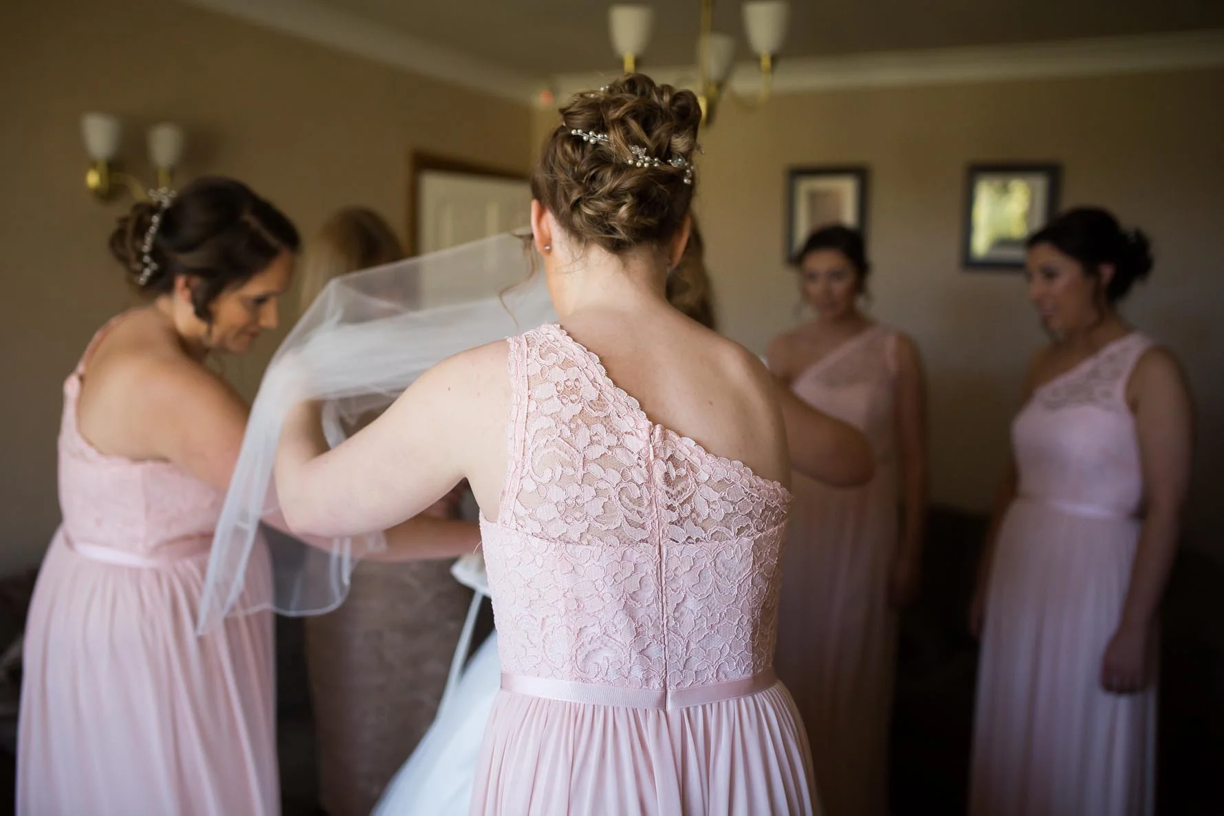Bridesmaids getting ready lichfield wedding photography