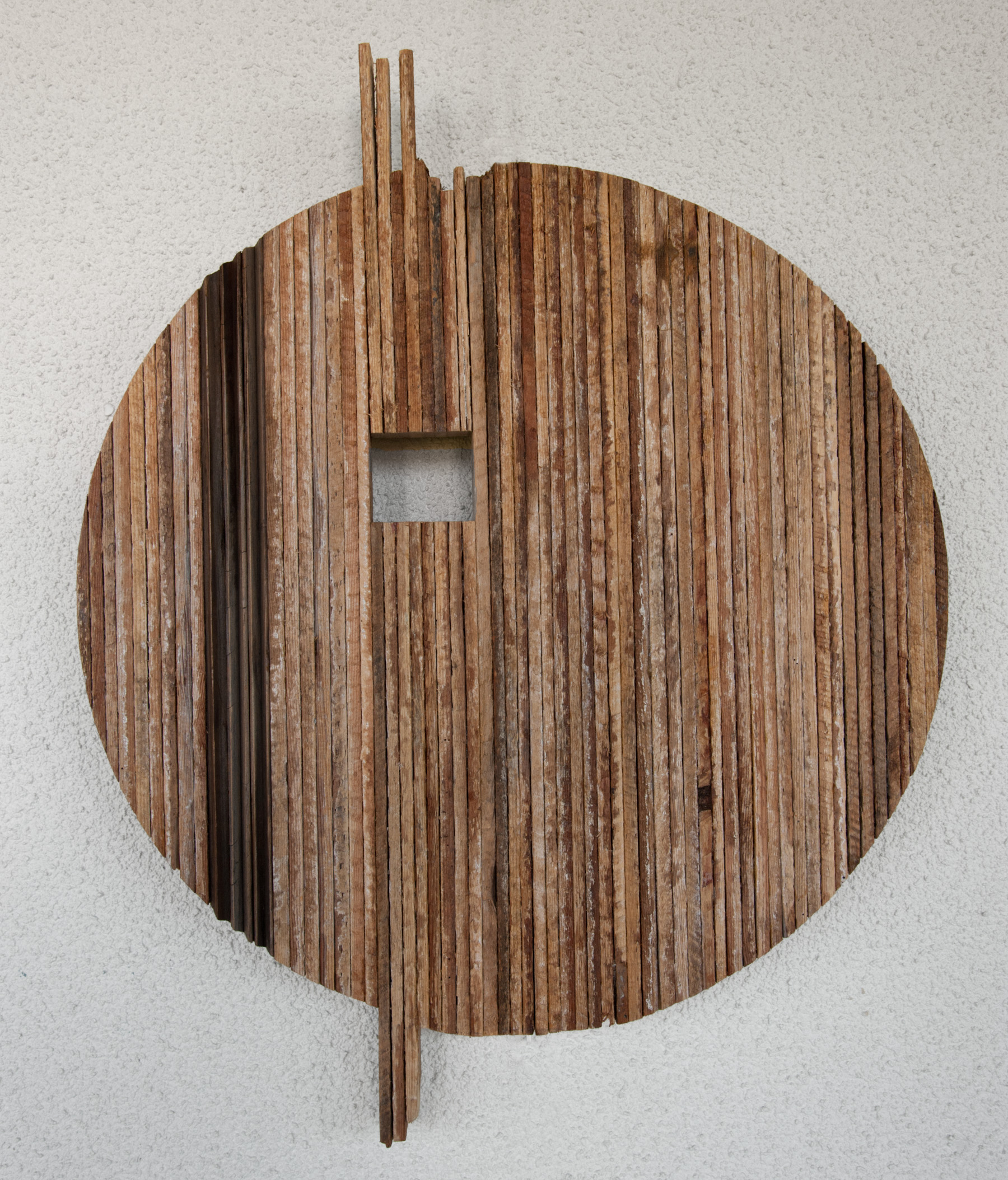 Grain discarded lath & redwood, h 29" x w 23" x d 2.5"