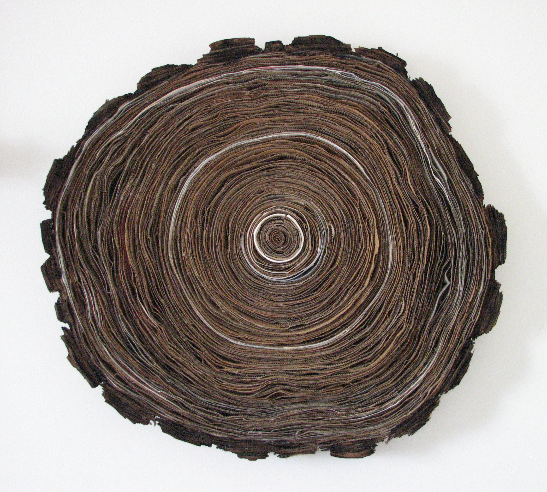 Tree Ring found cardboard, h 30" x w 30" x d 3.5" 