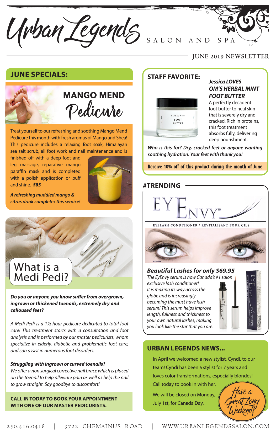June Promotions News Urban Legends Salon And Spa