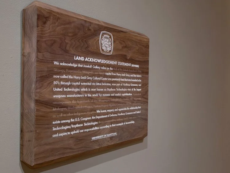   Harry Jack’s Gray Area  
31” x 24” x 2”, CNC Cut Walnut, Acrylic Paint
  
Land Acknowledgment Statement (Revised by the Artist)
