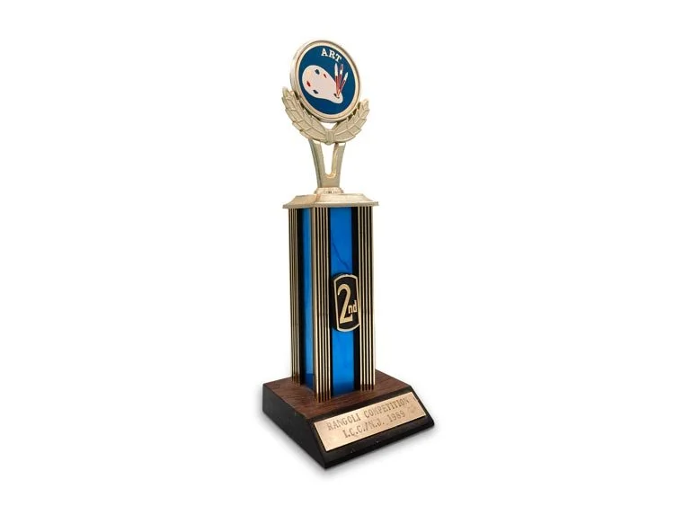 2nd place trophy I won in a rangoli competition (1989)