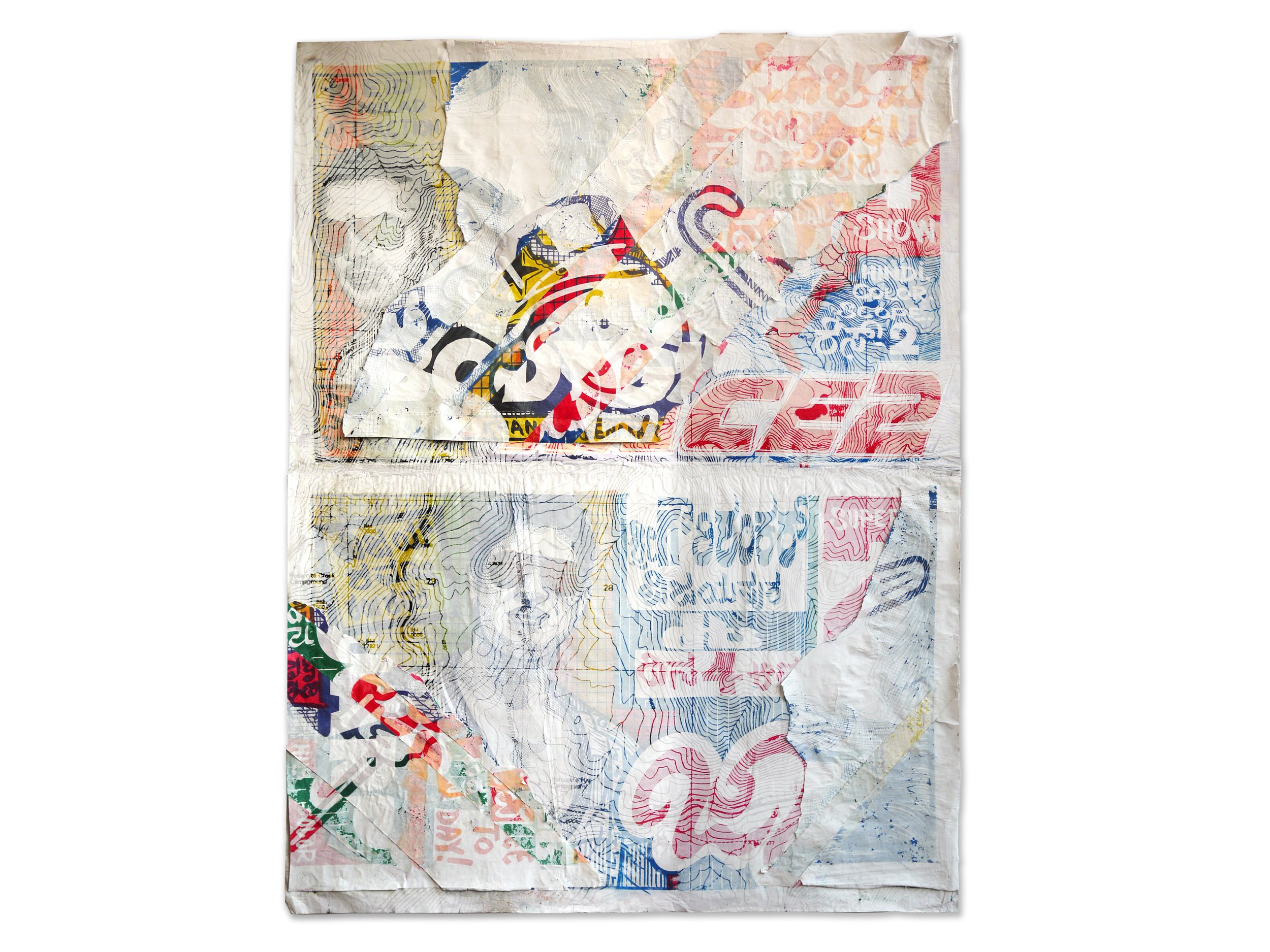  Washed  (Series), 2015-2018, Collage and Screenprint Ink on Found Lithographs