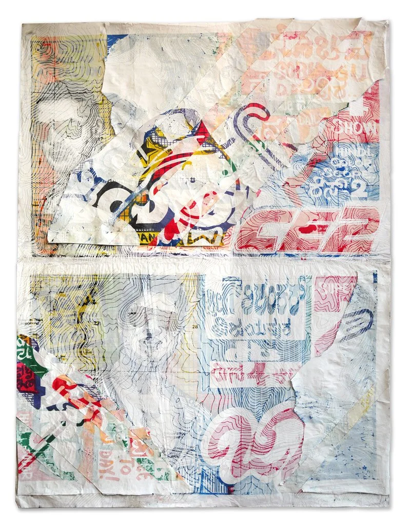 Washed No.1 , 30" x 40", Collage and Silkscreen on found lithographs