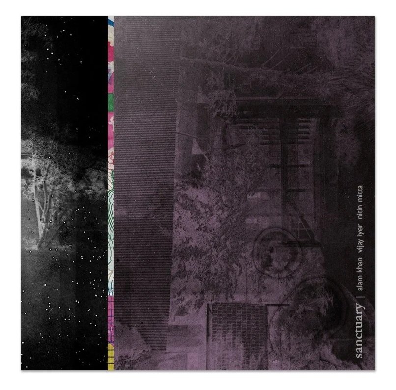 (2025) Album artwork for Alam Khan, Vijay Iyer and Nitin Mitta's  Sanctuary  
