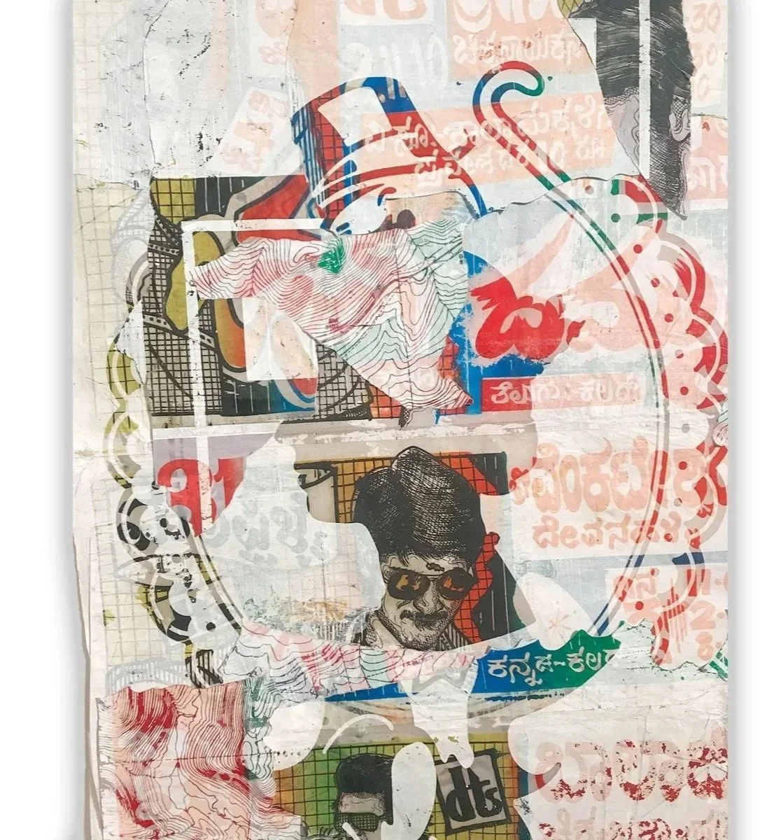  Washed  (Series), 2015-2018, Collage and Screenprint Ink on Found Lithographs ---  Swipe right for more images