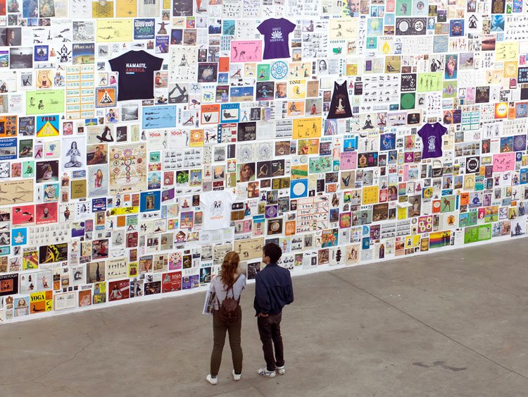 #WhitePeopleDoingYoga  2014-2019, Installation; Found Objects, 33.5 x 15 Feet