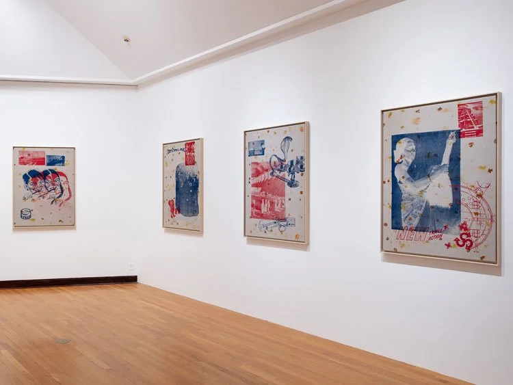  National Origins Formula  (Series), 2022, Screenprints on Eco-Printed Linen with Coreopsis and Marigolds, 36 x 48 inches