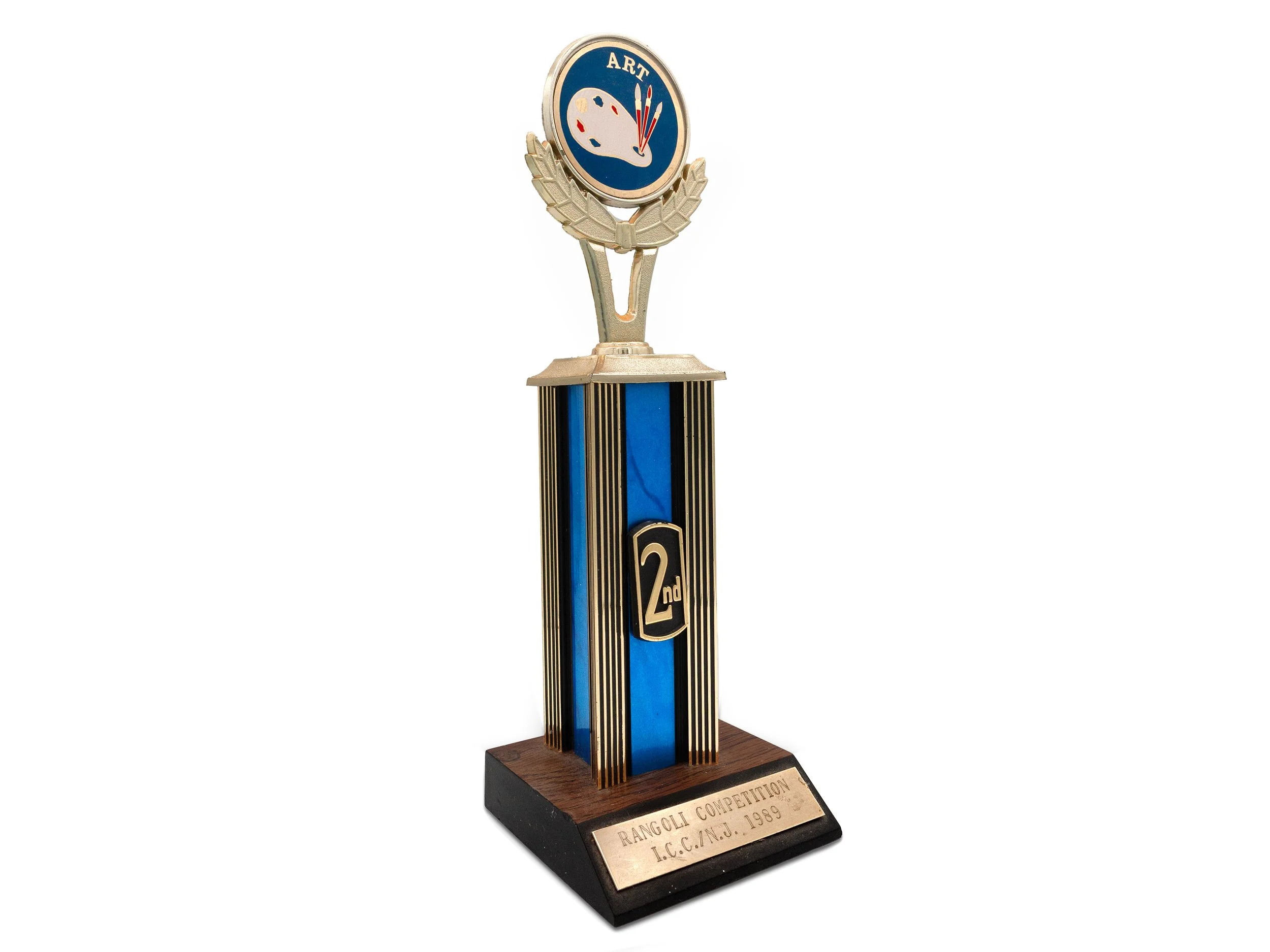 2nd place trophy I won in a rangoli competition (1989)