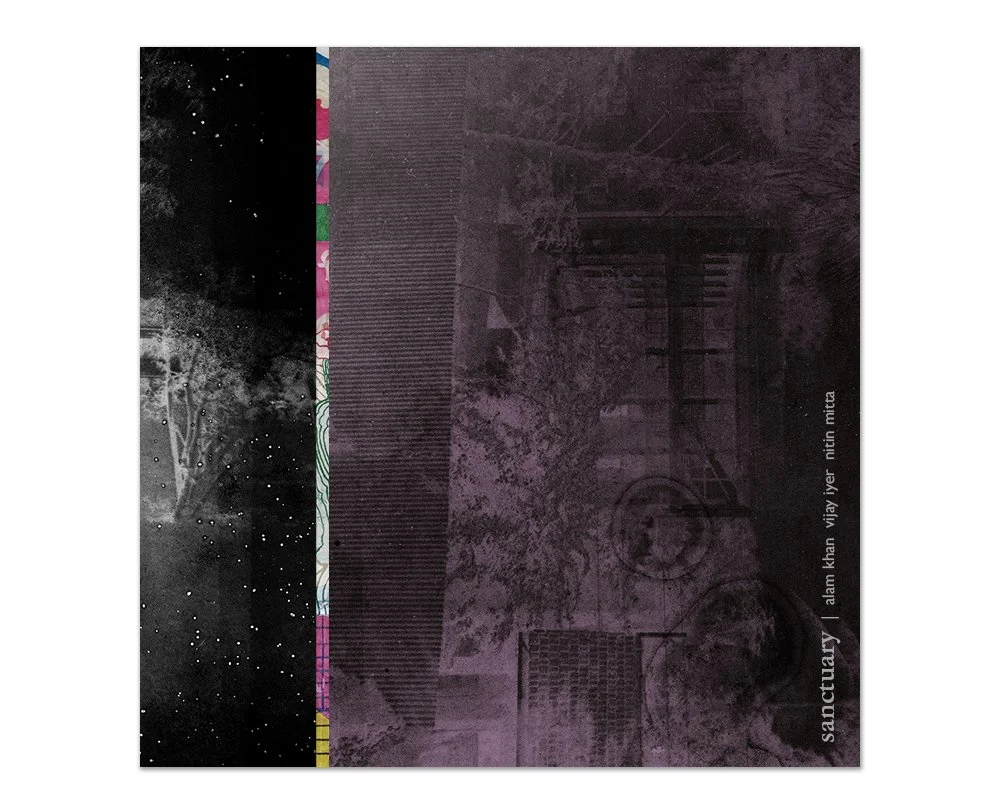 (2025) Album artwork for Alam Khan, Vijay Iyer and Nitin Mitta's  Sanctuary  