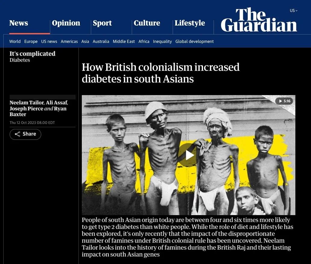 "How British colonialism increased diabetes in south Asians" 
—
 Visit Article 
