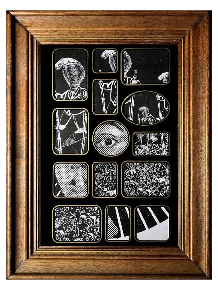 (2025)   White Demons with Green Pockets,  20" x 30", framed