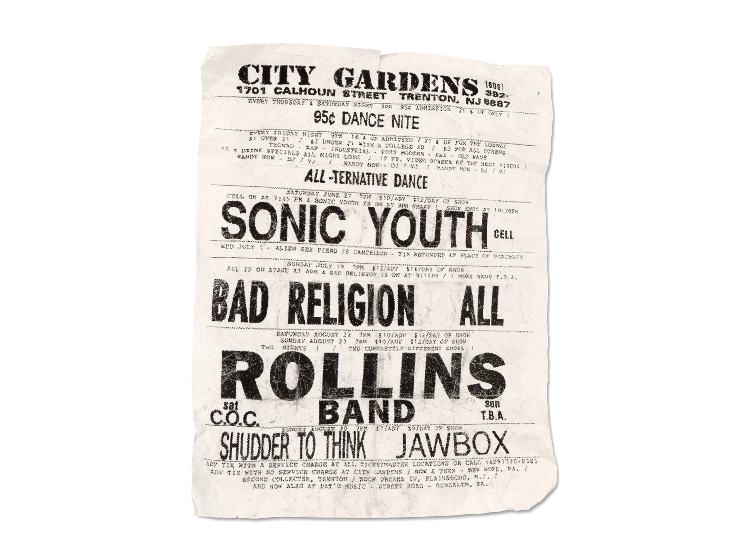 First concert, Sonic Youth @ City Gardens Trenton, NJ  June 27th, 1992