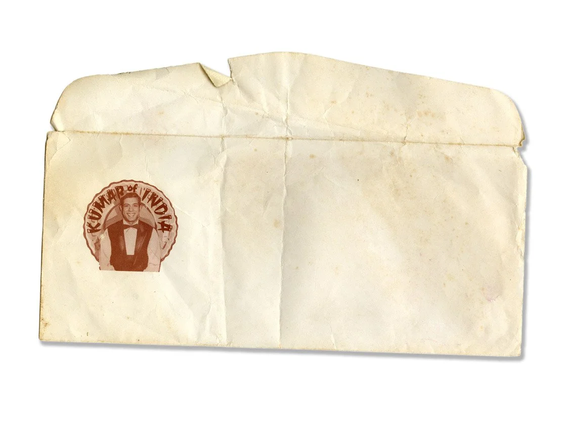 Kumar Pallana's business envelope from the 50's.    Part of a project I created for SAADA (South Asian American Digital Archive) in 2017