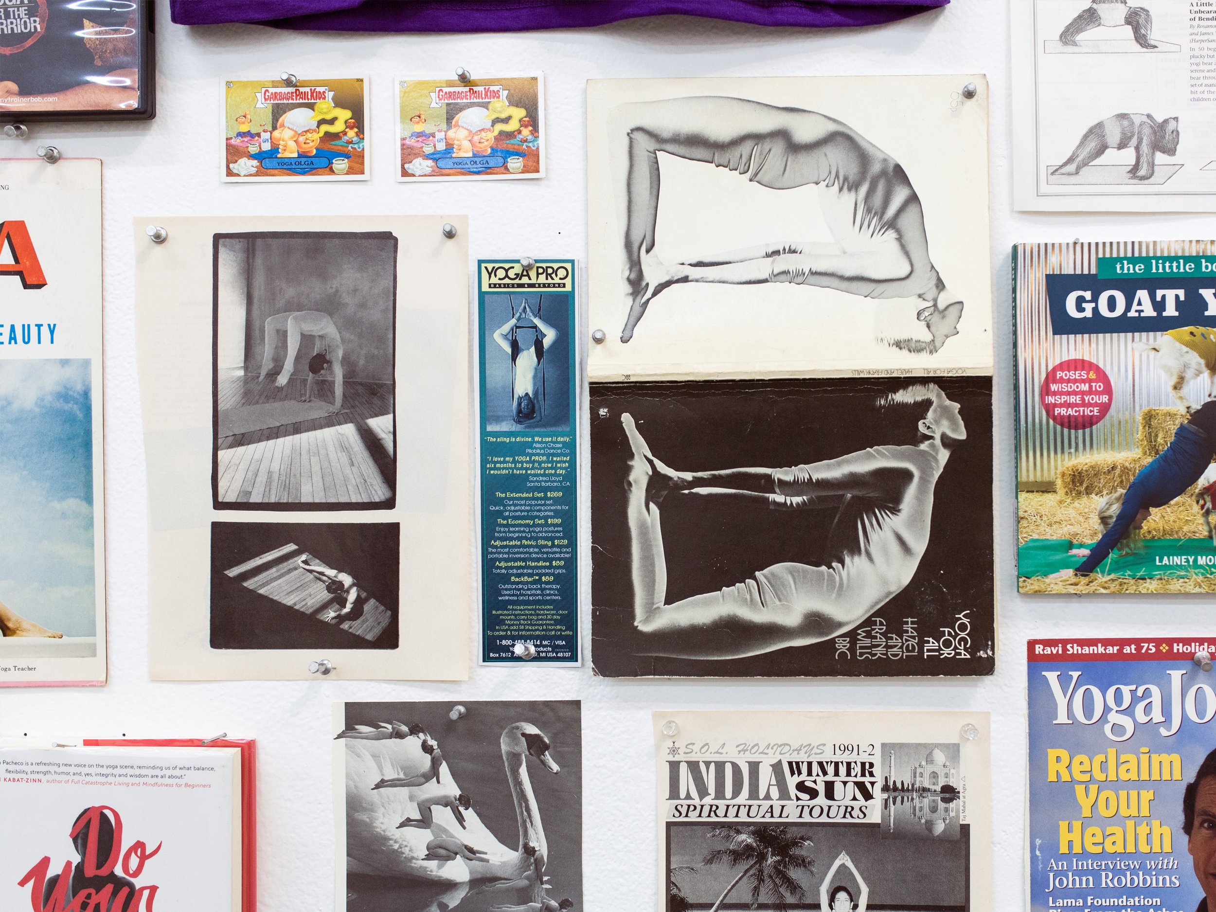  #WhitePeopleDoingYoga  2014-2019, Installation; Found Objects, 33.5 x 15 Feet