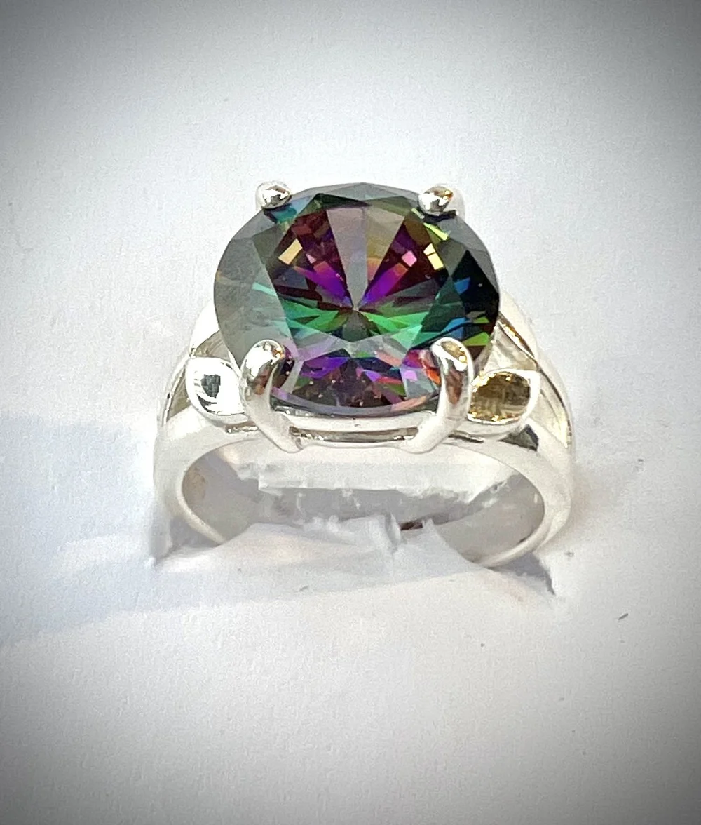Limited Edition Mystic Topaz Ring Celtic Key in Sterling Silver