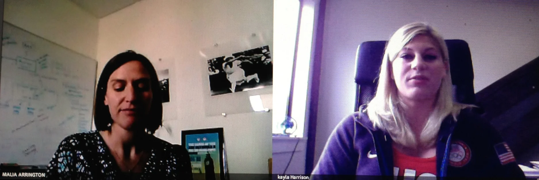  SafeSport director Malia Arrington &amp; Gold medalist Kayla Harrison via video link 