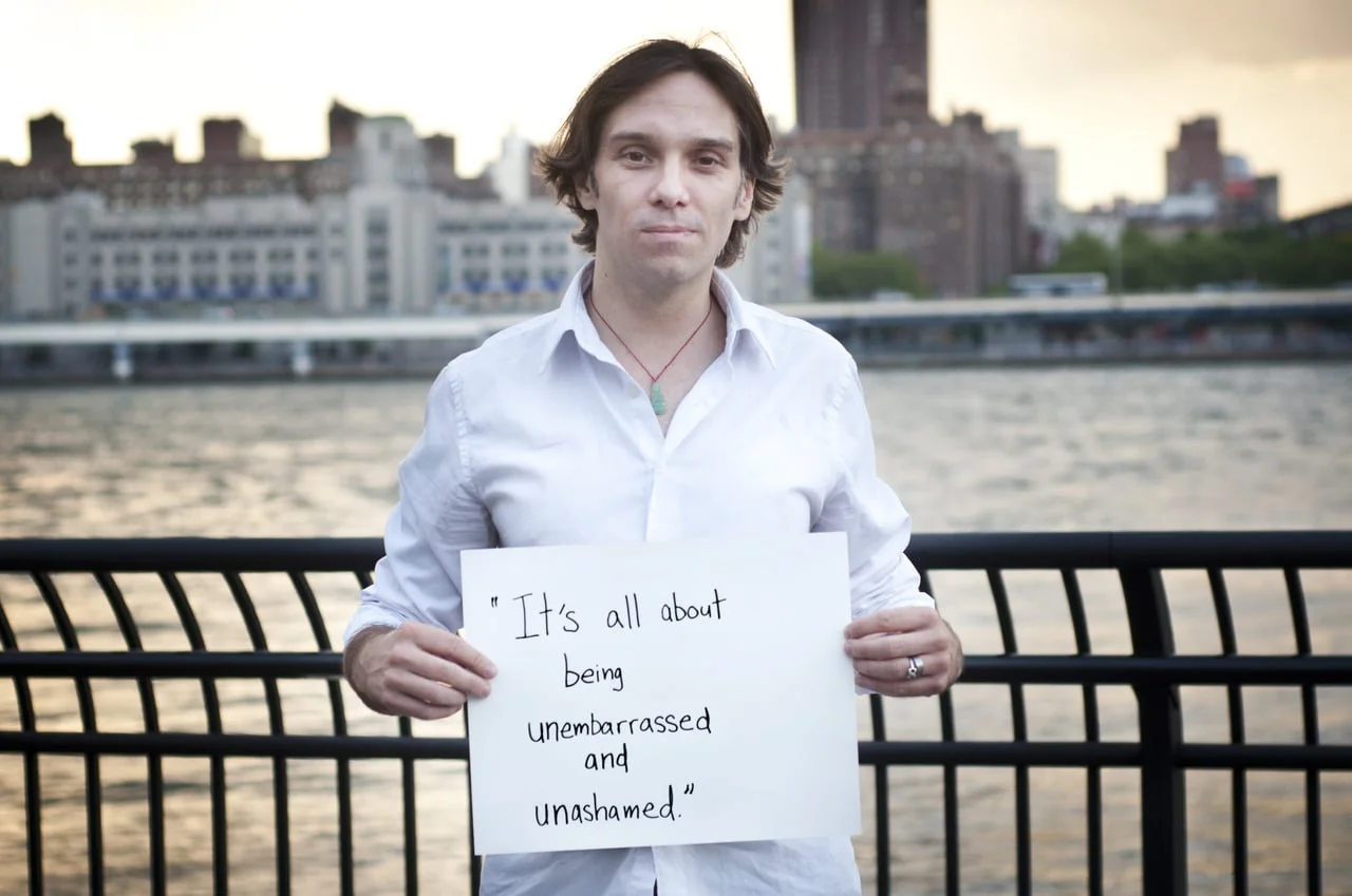 It was an honor to be involved with such an important project which has already helped so many.
projectunbreakable :
Chris Gavagan is a Brooklyn filmmaker working on a documentary about sexual abuse in sports called “Coached into Silence”. In this documentary, he asked his old coach to be interviewed, pretending the film was more along the lines of honoring him. He confronted this man, who abused him as a child, asking “what he felt about the abuse he caused” while on camera. The quote on the poster, “ It’s all about being unembarrassed and unashamed ,” was the coach’s response - what I’m assuming as a very guilty, very caught off-guard one. Chris currently travels to film survivors for Coached into Silence. Find more info here .
—
Photographed in Brooklyn, NY on June 6th.
—
Not sure what Project Unbreakable is? Click here .
Want to be a part of Project Unbreakable? Email us at projectunbreakable@gmail.com
—
Find us on Facebook & Twitter
View submissions here