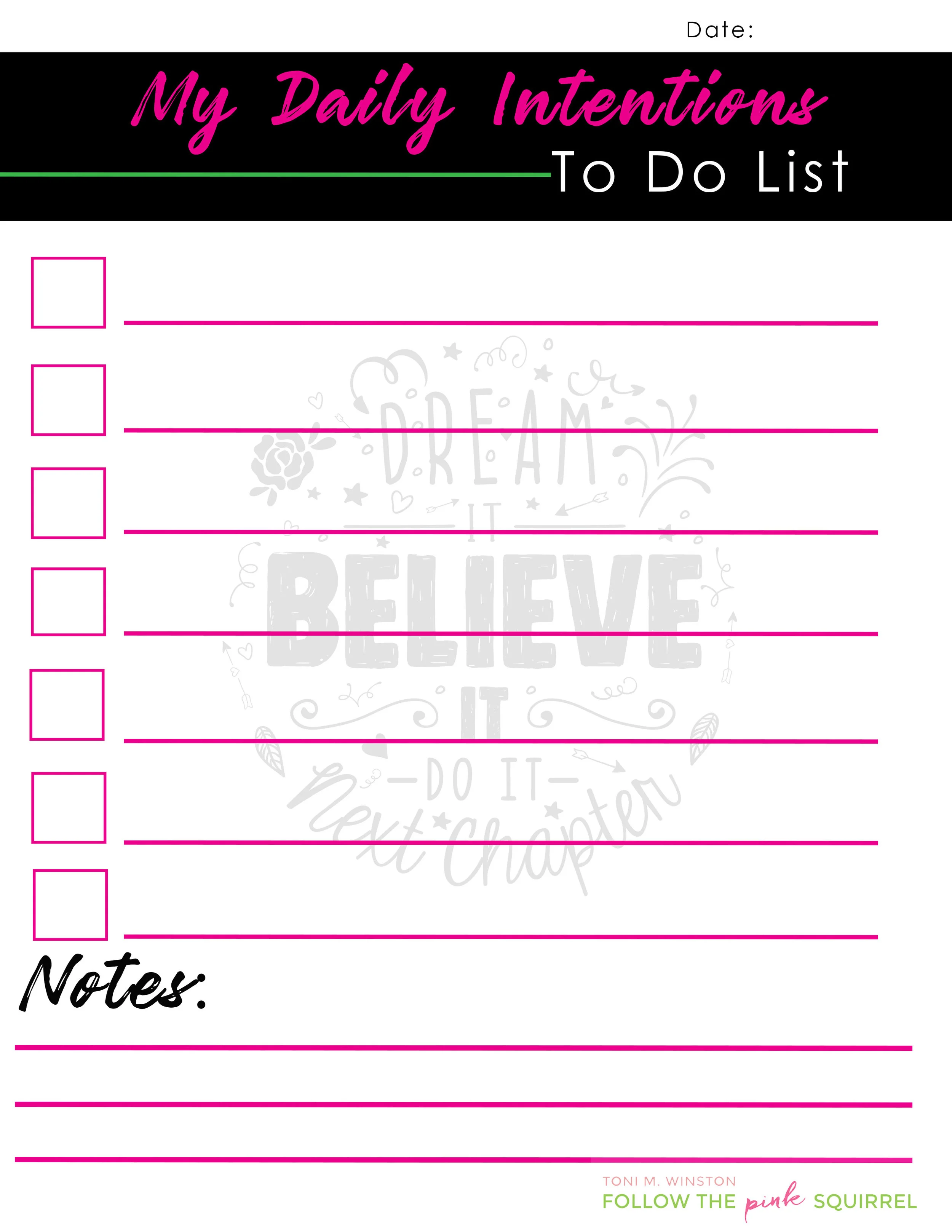 My Daily Intentions - FREE Checklist