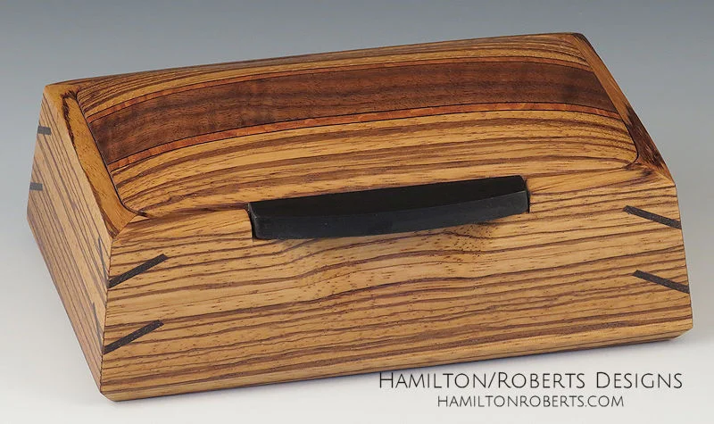 zebrawood, tiger walnut, leopardwood box