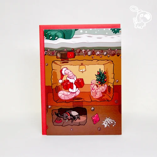 Greeting Card: Merry Worm-mas Card