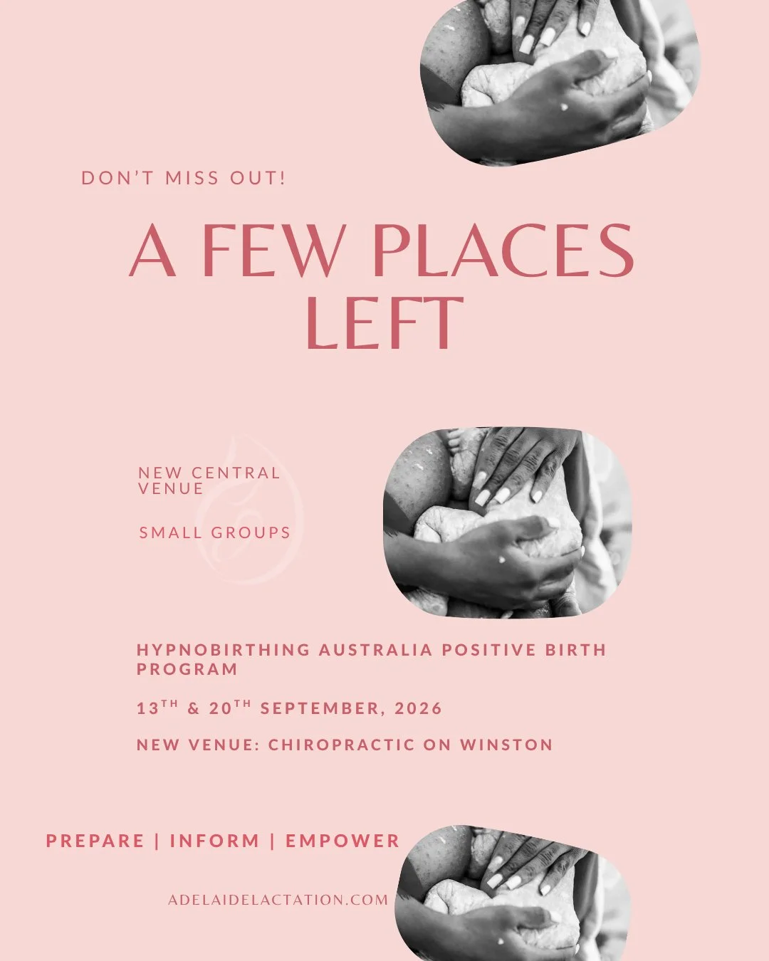 NEW VENUE. SAME HEART.

Our September Hypnobirthing Australia&trade; Positive Birth Course is coming up in quickly &mdash; and we&rsquo;re excited to welcome you to our new central venue at Chiropractic on Winston.

If you&rsquo;re preparing for birt