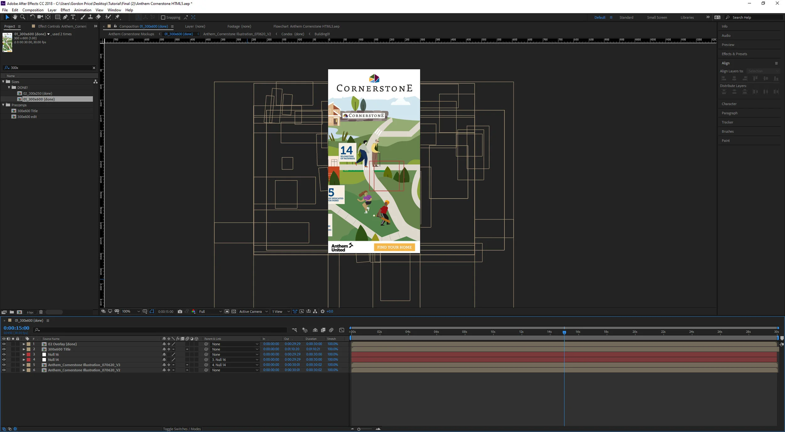 Here's a quick tutorial on making ads for google using After Effects. They’re a little challenging, as they need to be under 150KB. That means we can’t use images.   Start animating your project, using only shape layers and text. Precomps are fine, nulls are fine, adjustment layers are fine. That's about it, though. Even illustrator files can't port over using this method, as they increase file size. Something I've found useful is simply hitting Ctrl+C on an object in illustrator, creating a new shape layer in After Effects, and hitting Ctrl+V. It’s not perfect, but it works!   Here are quick links for everything you’ll need:  Bodymovin plugin - https://exchange.adobe.com/creativecloud.details.12557.bodymovin.html HTML5 template - https://www.dropbox.com/sh/19stbv0vfcsp46x/AACj_y10jWfEN9_O20KMbHISa?dl=0 Notepad ++ - https://notepad-plus-plus.org/downloads/ HTML5 Validator - https://h5validator.appspot.com/dcm/asset