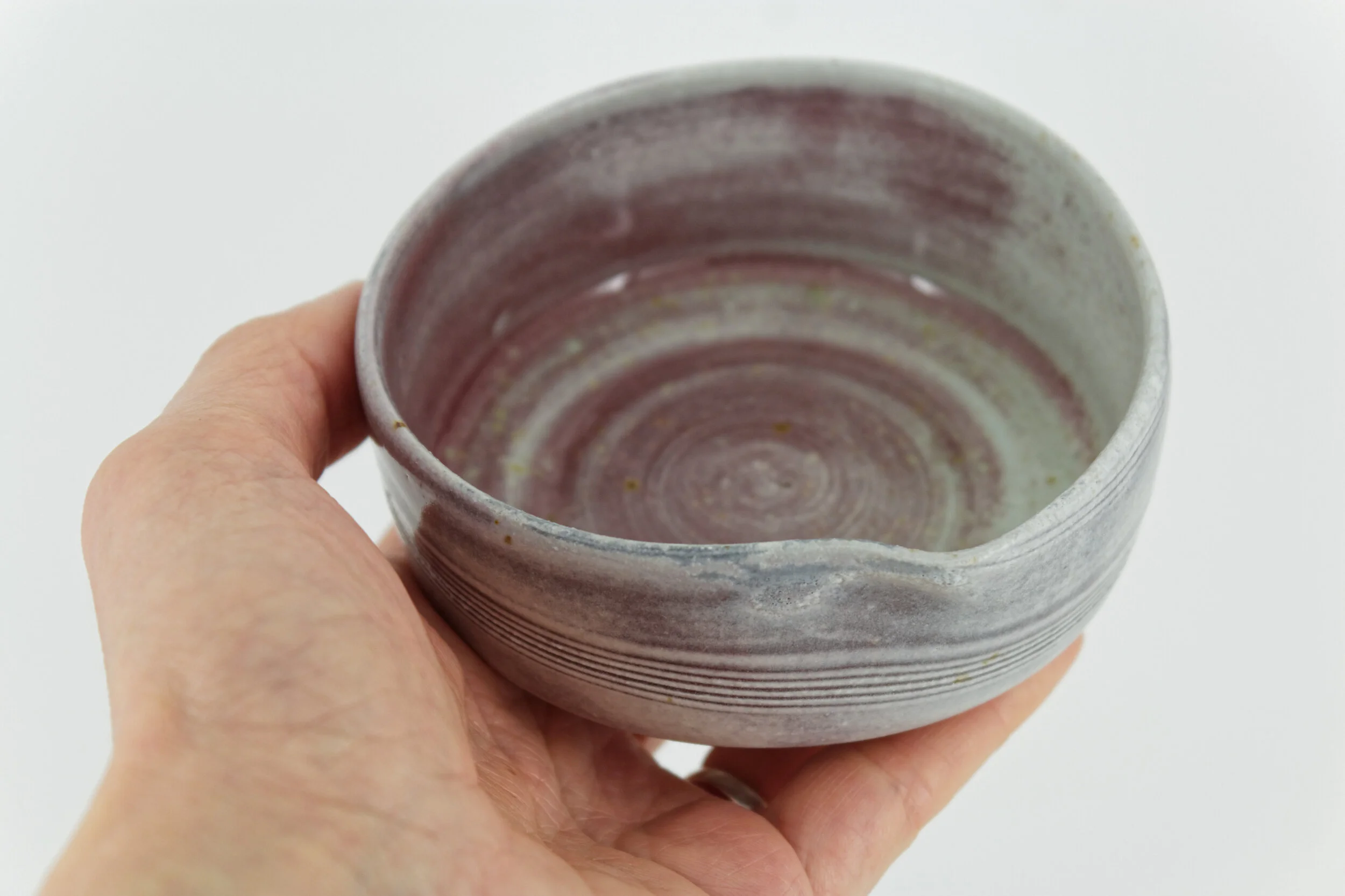Wood fired porcelain bowl - "Peach bloom" & celadon
