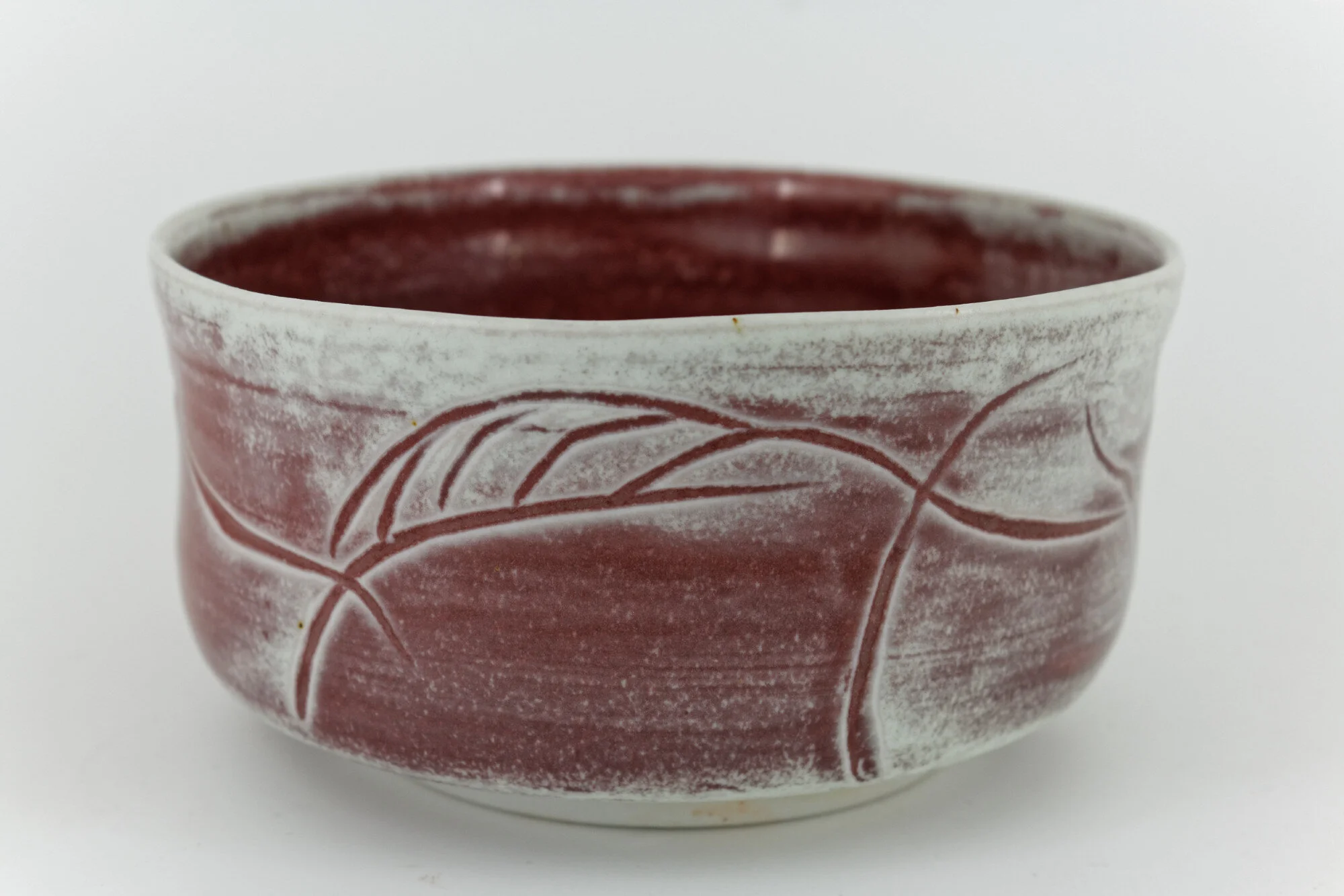Wood fired copper red porcelain chawan