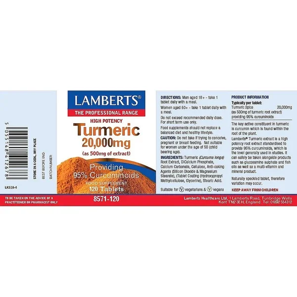 Turmeric 20,000mg - 120 Tablets – Lamberts.webp
