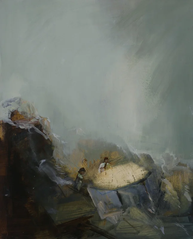 Pippa Gatty The Fall Out , 2015 oil on linen on ply 45x37cm