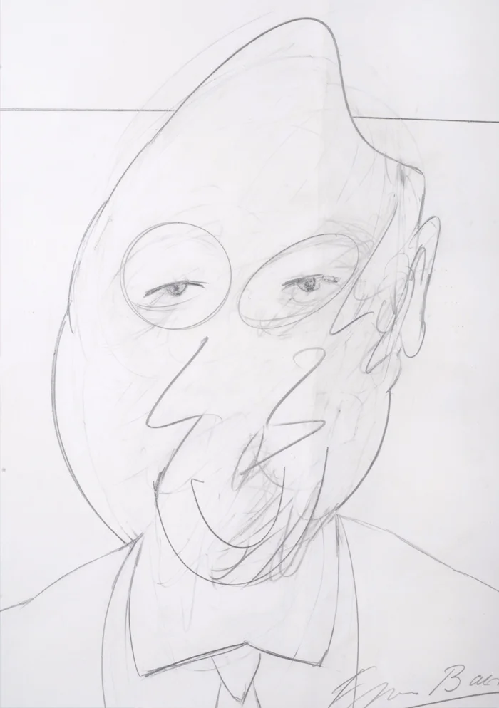 Untitled , (head) (detail) grease pencil and graphite drawing Fabriano paper (dry stamp) paper 45x32cm frame 67x53cm signed Francis Bacon