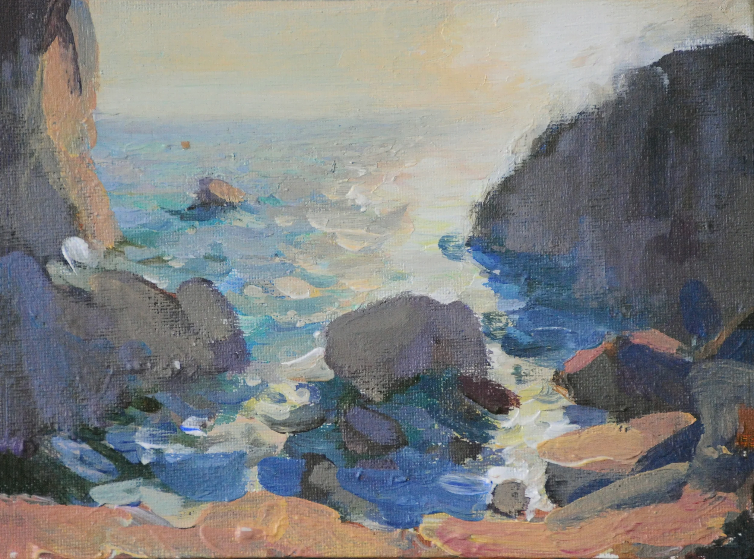 Tatiana Radko study - Cornish coast acrylic on canvas 16x21cm