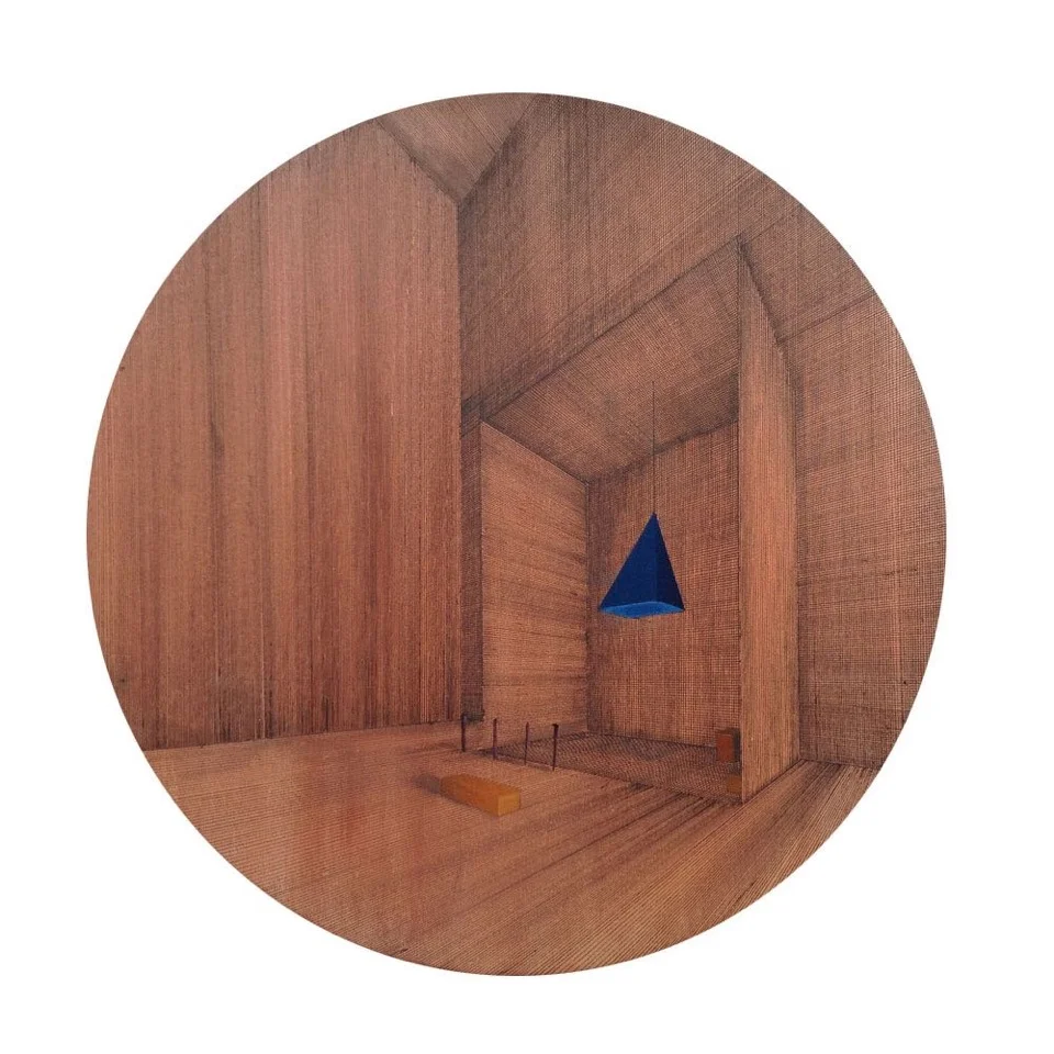 Joella Wheatley Hung , 2014 oil, acrylic & pen on canvas on board 35cm diameter presented in association with Joanna Bryant 