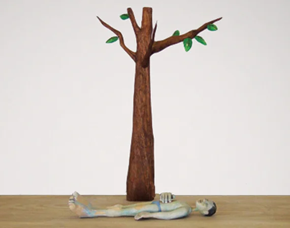 Carlos Zapata Life And Death , 2012 wood, acrylic & oil 70x48.5cm