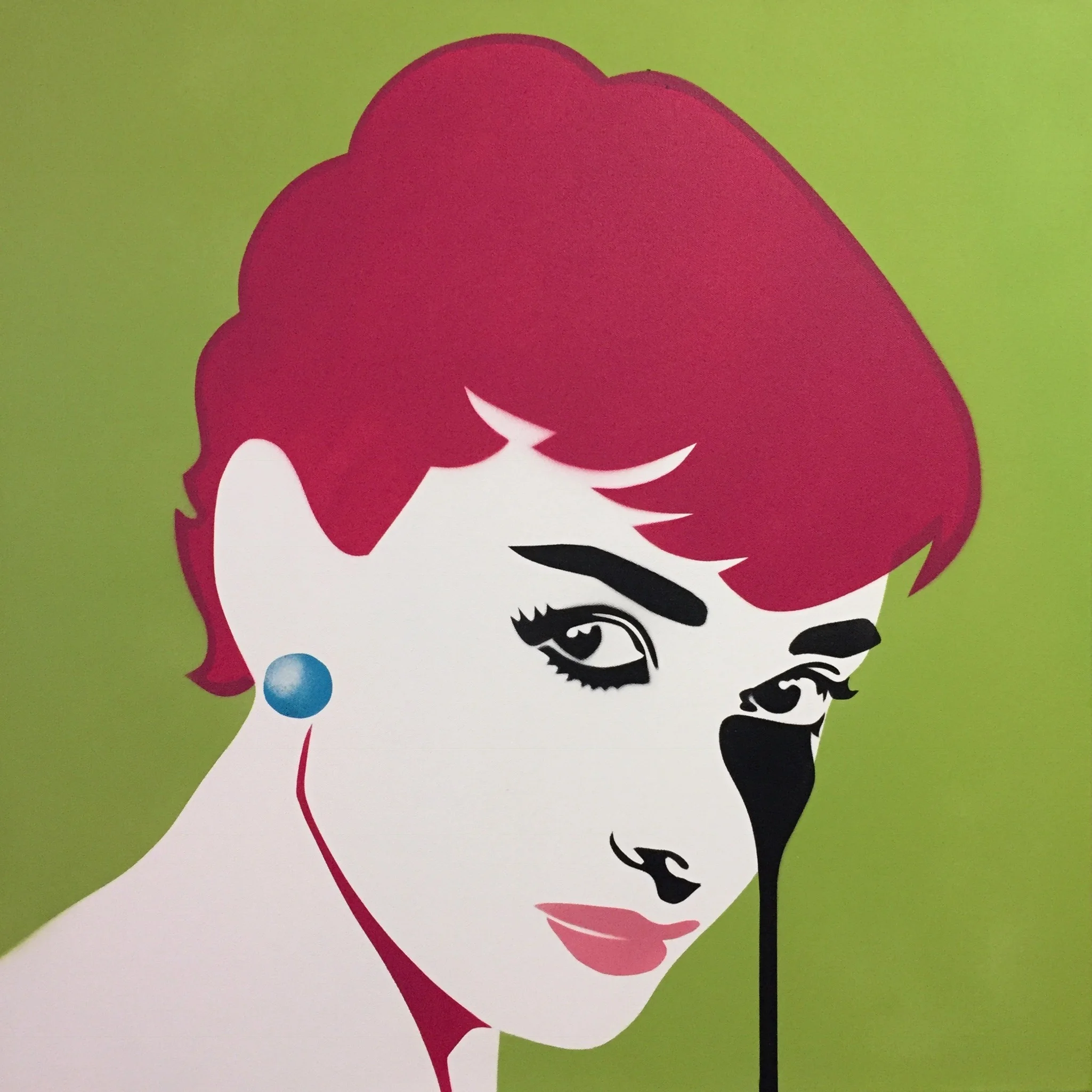Pure Evil Bill Holden's Nightmare - Pistachio , 2016 stencil spray paint on canvas, unique colourway 76x76cm
