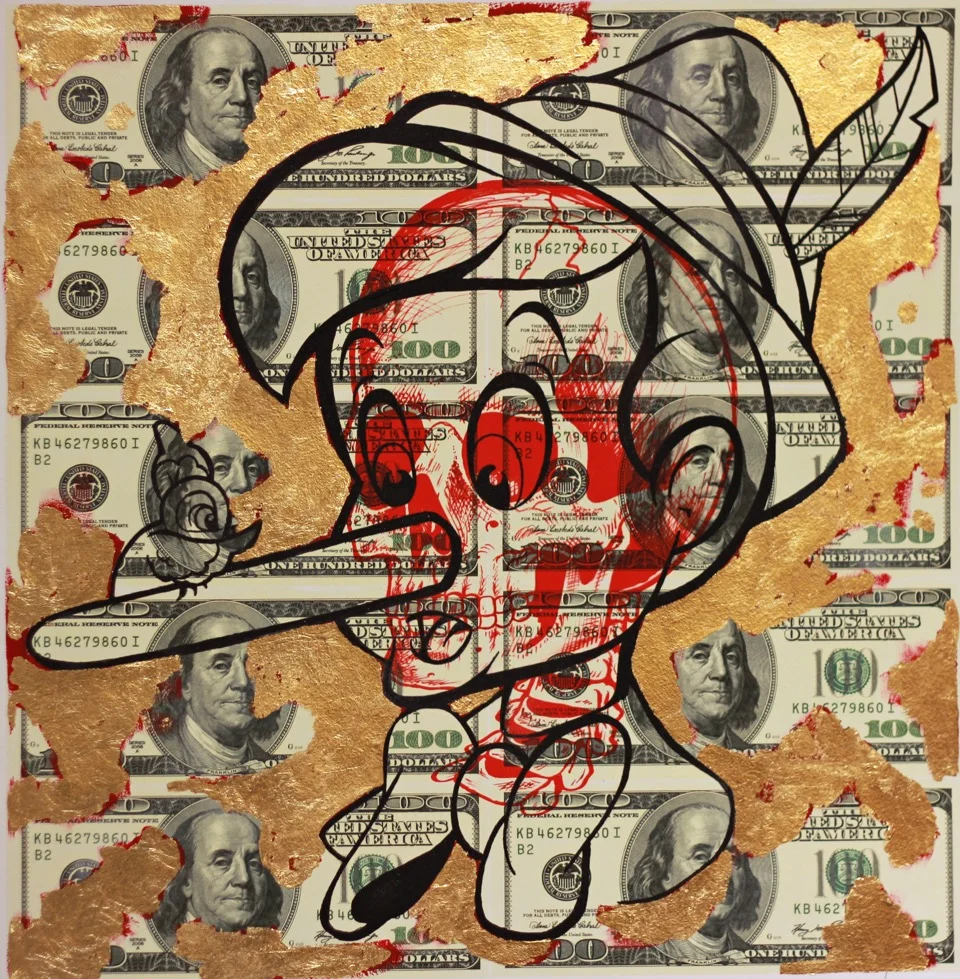 Henry Hate Little Lies , 2016 giclée, screenprint, acrylic & gold leaf 50x50cm