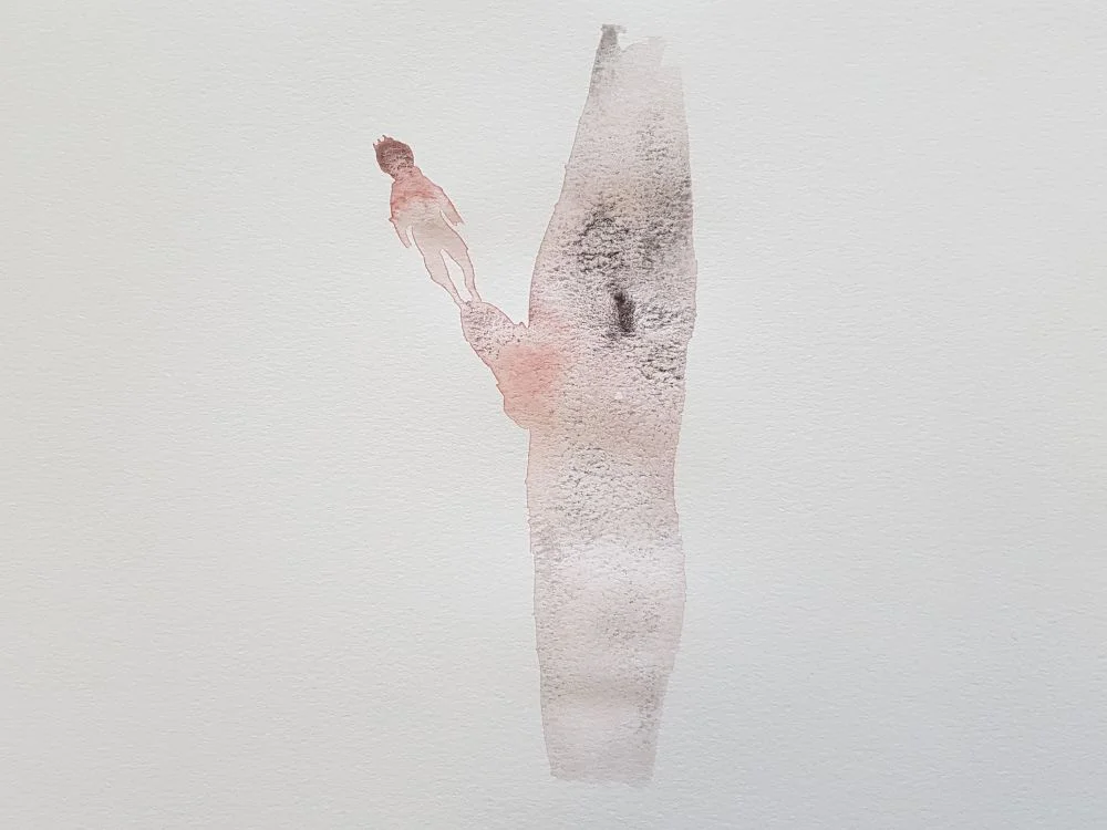 Kate Walters Child on a promontory , 2017 watercolour on paper