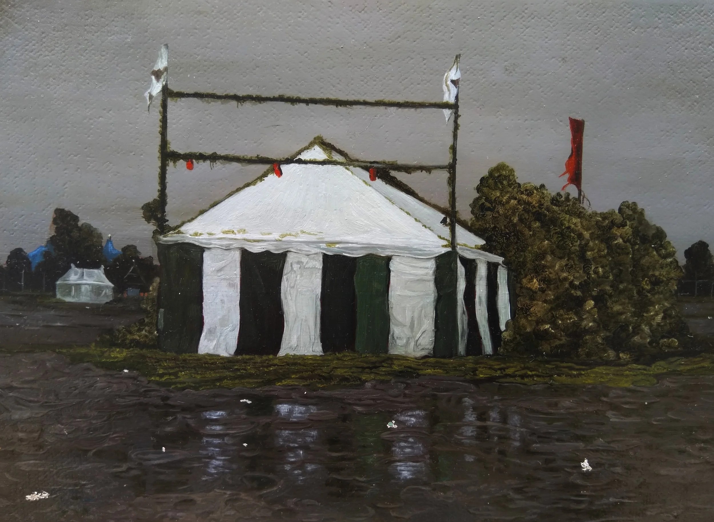 Joanna Whittle Islanded Tent , 2018 oil on canvas 15.5 x 21.5 cm