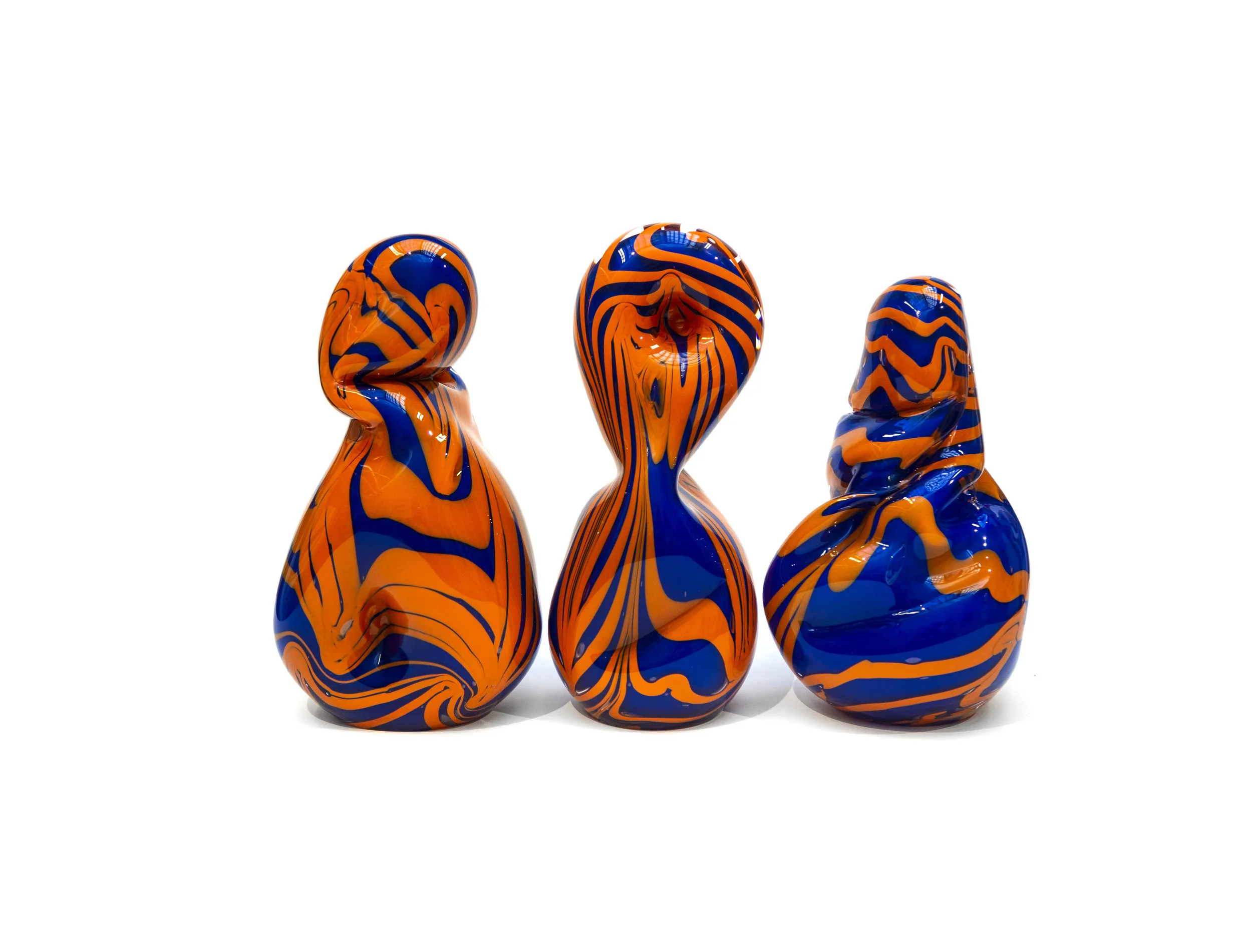 EGS Fingerprint Mountains 4 , 2019 Hand blown glass sculpture 43 x 23 x 27 cm 44 x 21 x 23 cm 38 x 20 x 24 cm