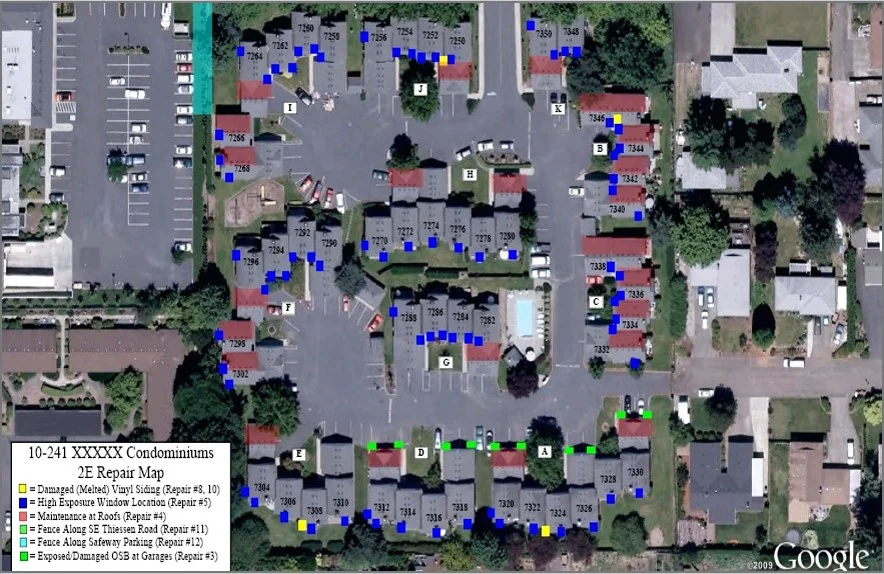 This is the repair map we created after analyzing the work of two other consultants. This scope of repair cost less than 1/10 of their recommendations and saved the Owners $1 million. 