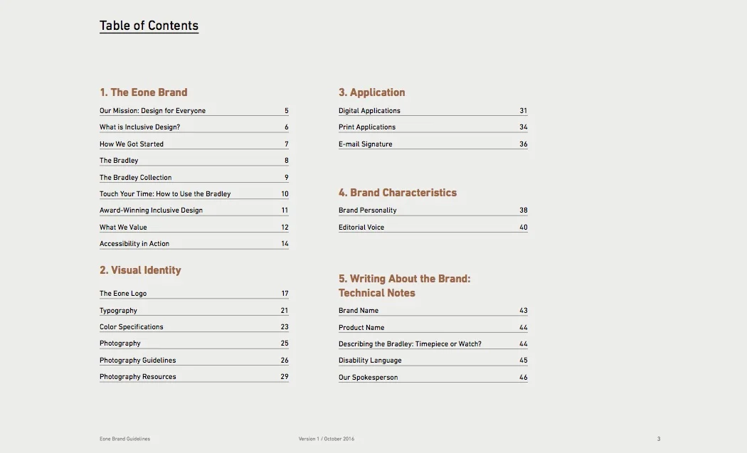 Eone Brand Guidelines Table of Contents