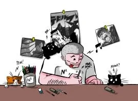 Emanuele Disegna aiutato dai suoi tre collaboratori.