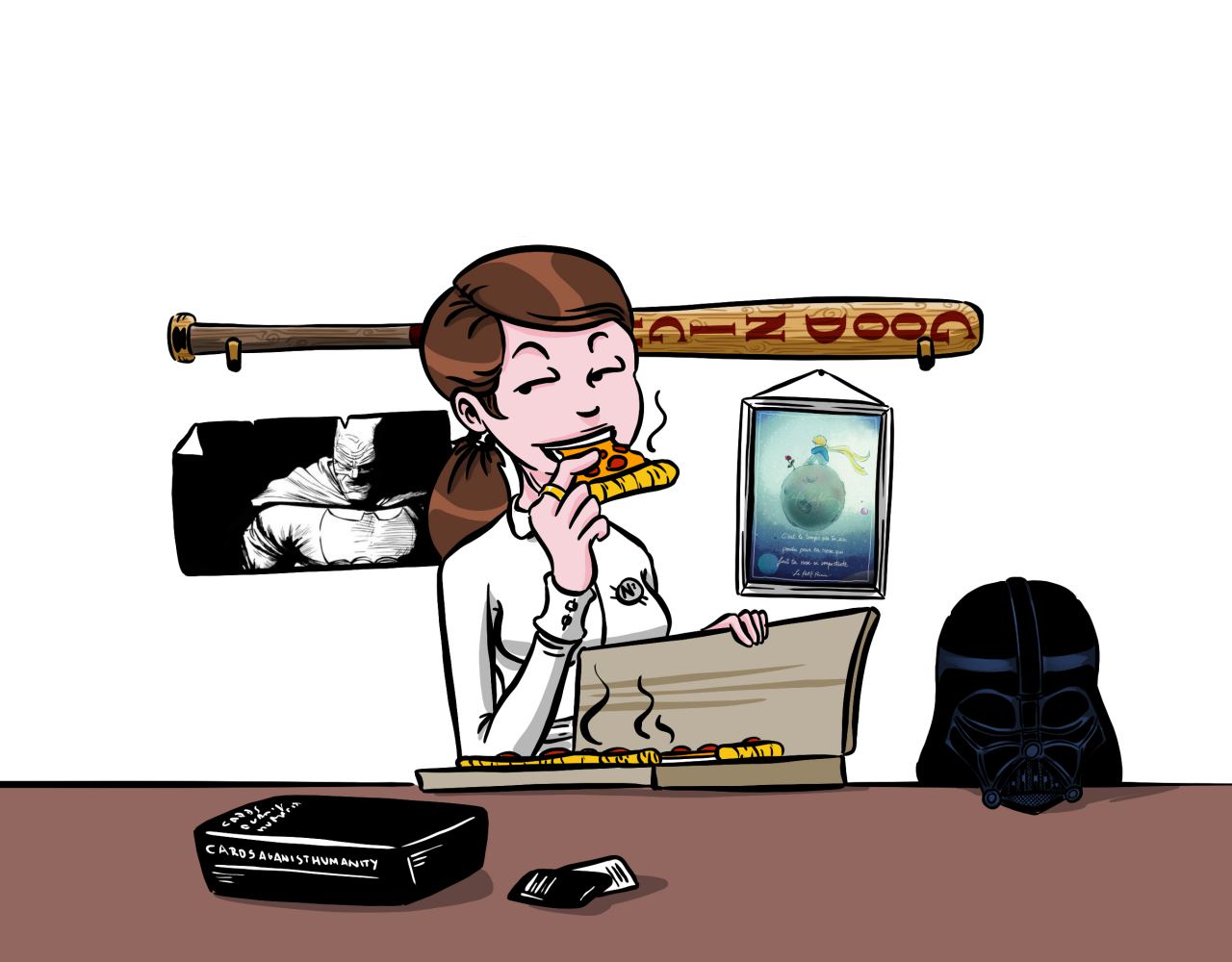 Cecilia Mangia la pizza con darth nonno
