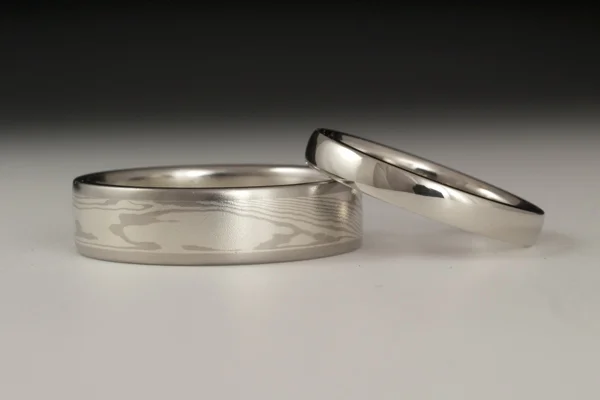 White gold and ____ mokume bands