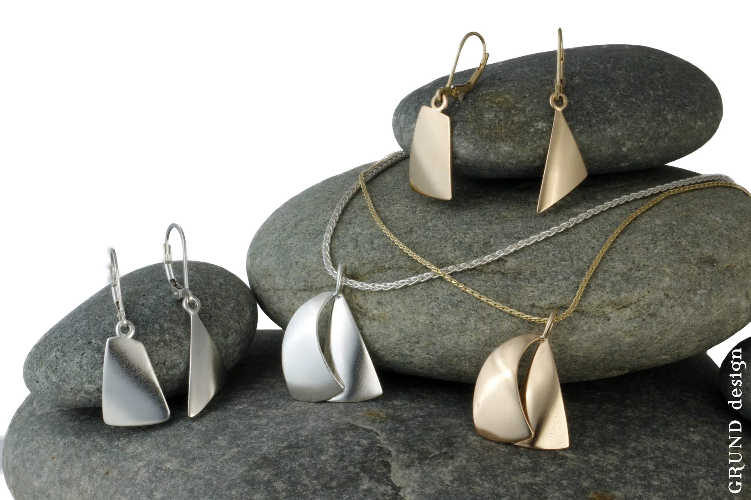 Sails-Sterling silver (925), 14k Yellow Gold