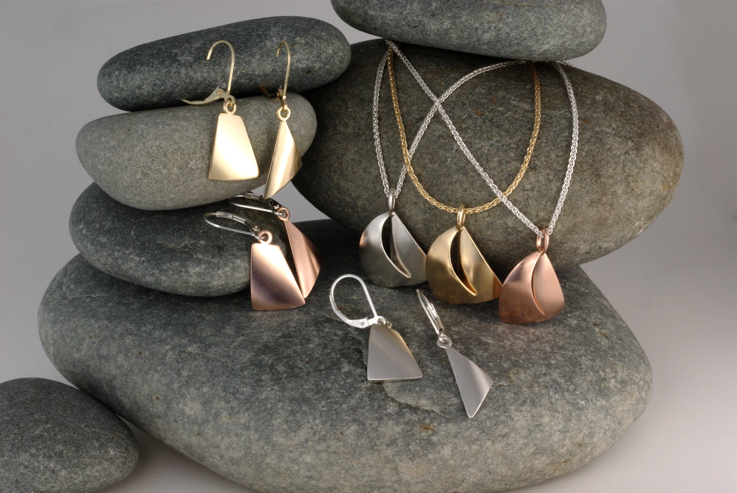 Sails-Sterling silver (925), 14k Yellow Gold