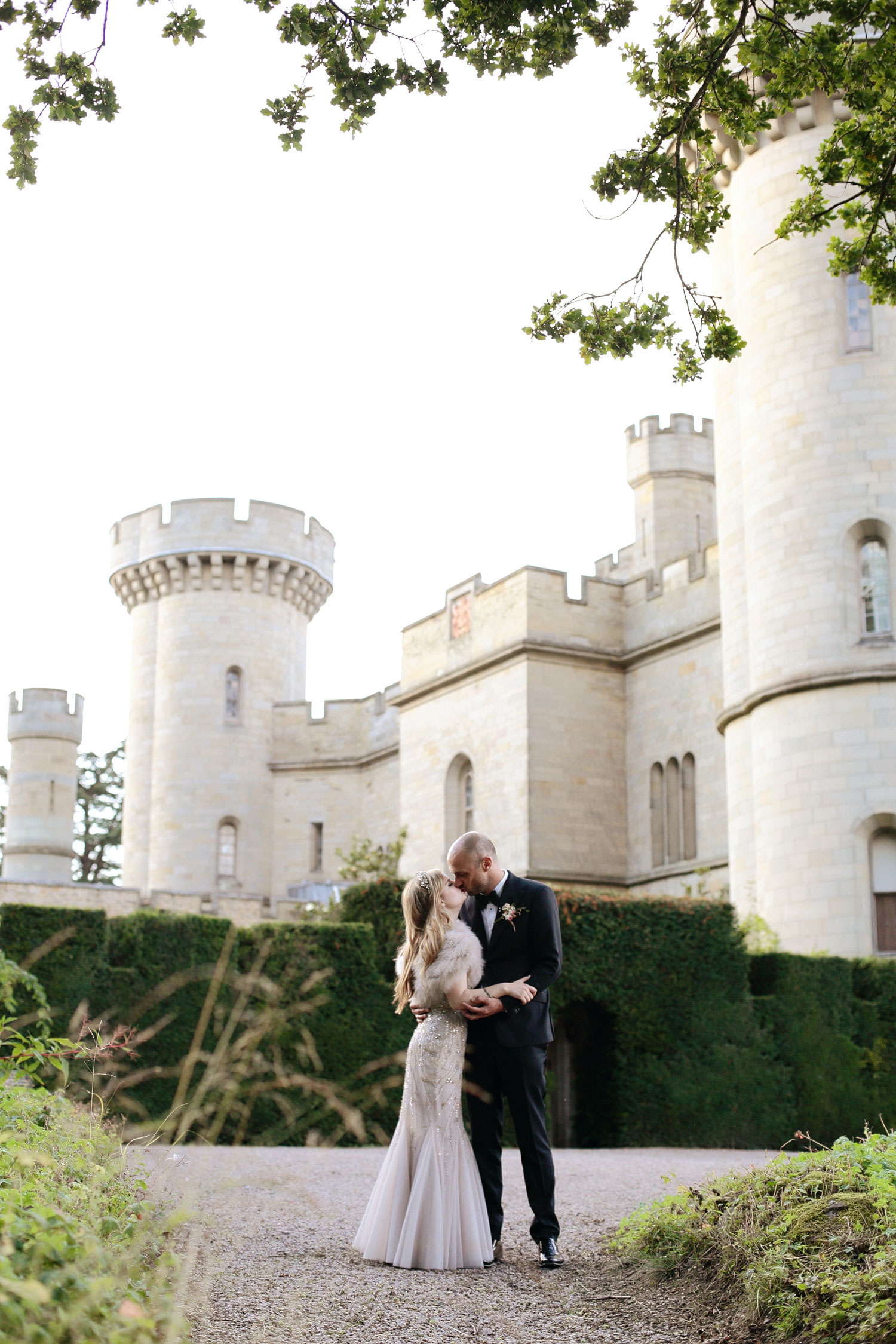 Eastnor Castle wedding bride and groom portrait