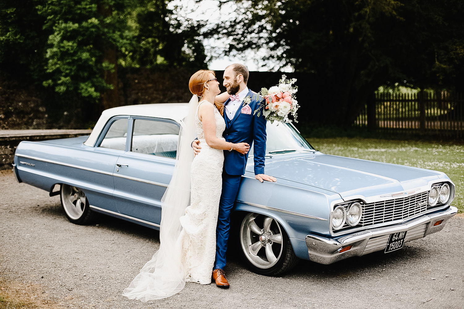 Vintage Blue Chevrolet Wedding Car