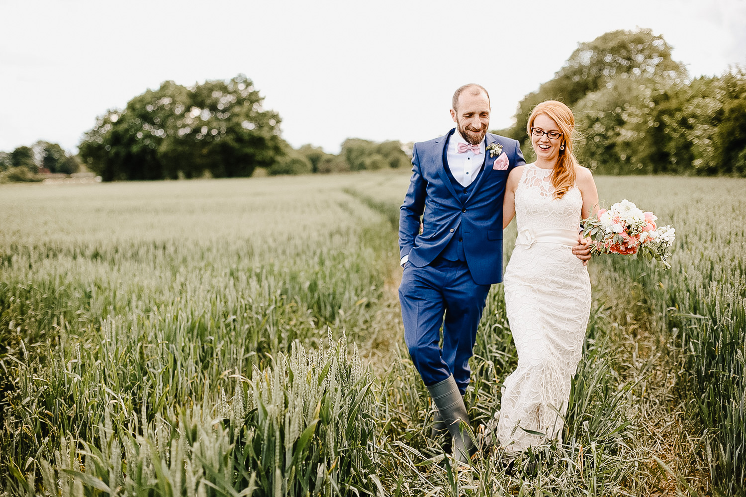 Bride and Groom Photos in Field Next To Bellinter House